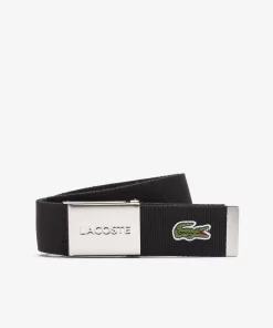 Lacoste Belts-Men'S Made In France Engraved Buckle Woven Fabric Belt