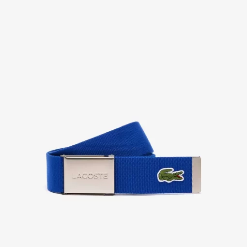 Lacoste Belts-Men'S Made In France Engraved Buckle Woven Fabric Belt