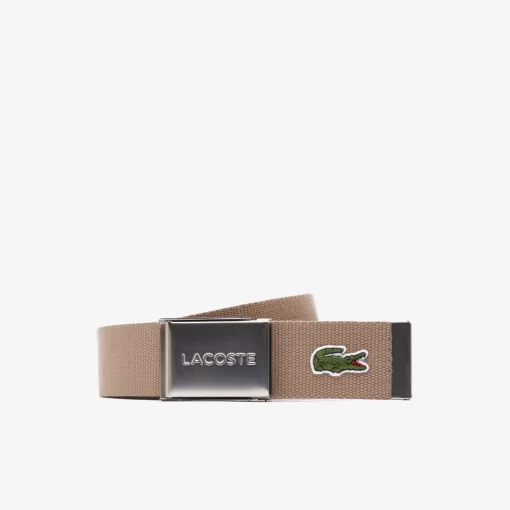 Lacoste Belts-Men'S Made In France Engraved Buckle Woven Fabric Belt