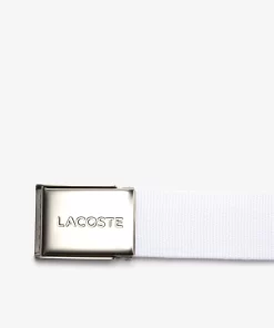 Lacoste Belts-Men'S Made In France Engraved Buckle Woven Fabric Belt