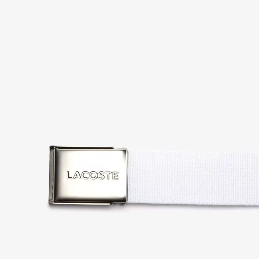 Lacoste Belts-Men'S Made In France Engraved Buckle Woven Fabric Belt