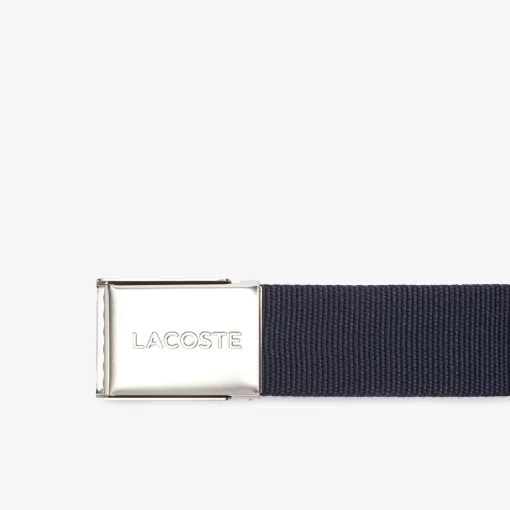 Lacoste Belts-Men'S Made In France Engraved Buckle Woven Fabric Belt