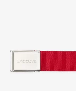 Lacoste Belts-Men'S Made In France Engraved Buckle Woven Fabric Belt