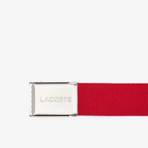 Lacoste Belts-Men'S Made In France Engraved Buckle Woven Fabric Belt