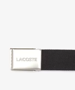 Lacoste Belts-Men'S Made In France Engraved Buckle Woven Fabric Belt