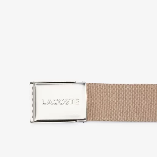 Lacoste Belts-Men'S Made In France Engraved Buckle Woven Fabric Belt