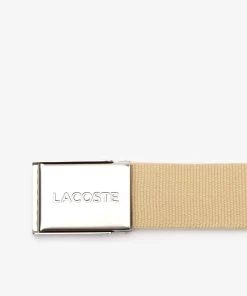 Lacoste Belts-Men'S Made In France Engraved Buckle Woven Fabric Belt