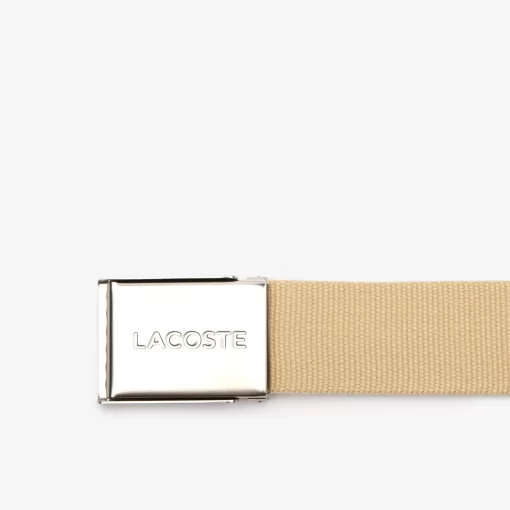 Lacoste Belts-Men'S Made In France Engraved Buckle Woven Fabric Belt