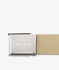 Lacoste Belts-Men'S Made In France Engraved Buckle Woven Fabric Belt