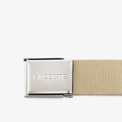 Lacoste Belts-Men'S Made In France Engraved Buckle Woven Fabric Belt