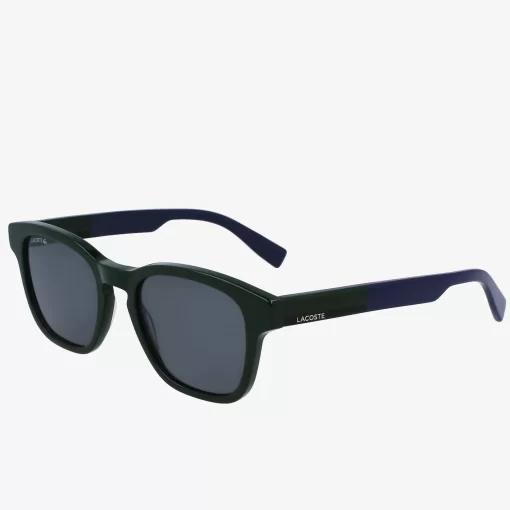 Lacoste Sunglasses-Men'S Rectangle Acetate Textile Touch Sunglasses