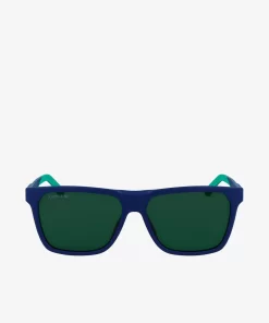 Lacoste Sunglasses-Men'S Rectangle Plastic Rubber Croc Sunglasses