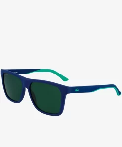 Lacoste Sunglasses-Men'S Rectangle Plastic Rubber Croc Sunglasses