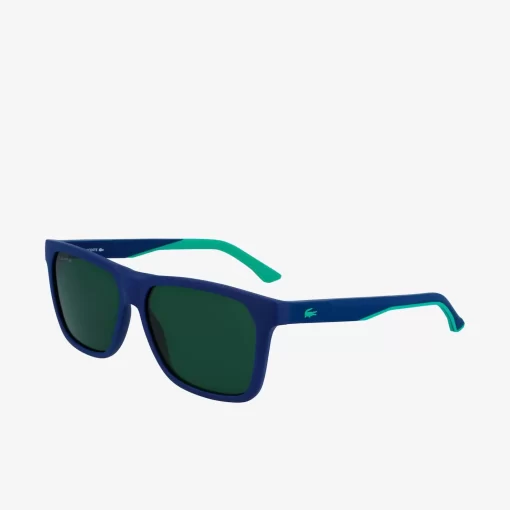 Lacoste Sunglasses-Men'S Rectangle Plastic Rubber Croc Sunglasses