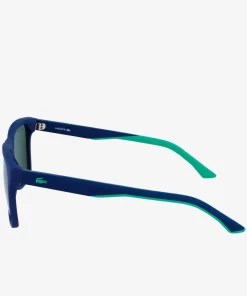 Lacoste Sunglasses-Men'S Rectangle Plastic Rubber Croc Sunglasses