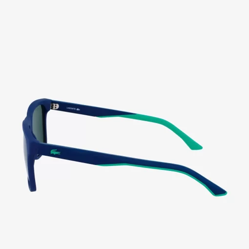 Lacoste Sunglasses-Men'S Rectangle Plastic Rubber Croc Sunglasses