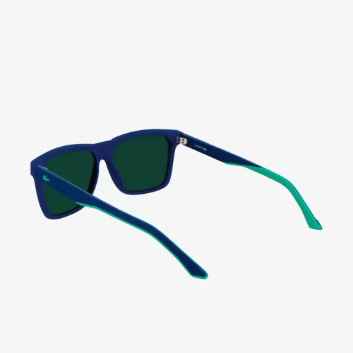 Lacoste Sunglasses-Men'S Rectangle Plastic Rubber Croc Sunglasses