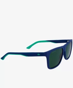 Lacoste Sunglasses-Men'S Rectangle Plastic Rubber Croc Sunglasses