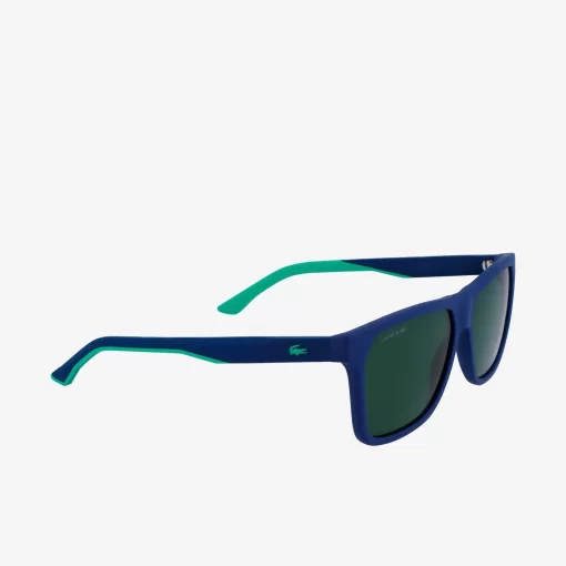 Lacoste Sunglasses-Men'S Rectangle Plastic Rubber Croc Sunglasses