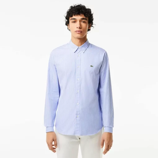 Lacoste Shirts-Men'S Regular Fit Striped Cotton Shirt