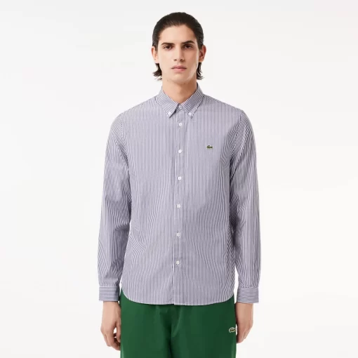 Lacoste Shirts-Men'S Regular Fit Striped Cotton Shirt