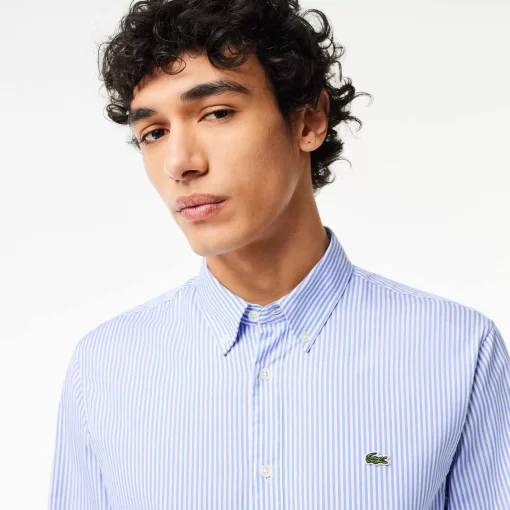 Lacoste Shirts-Men'S Regular Fit Striped Cotton Shirt