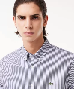 Lacoste Shirts-Men'S Regular Fit Striped Cotton Shirt