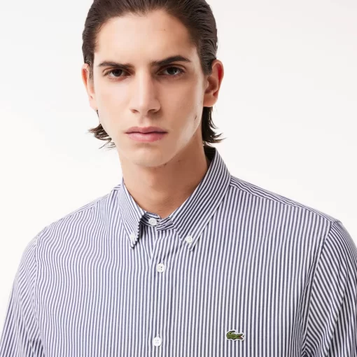 Lacoste Shirts-Men'S Regular Fit Striped Cotton Shirt