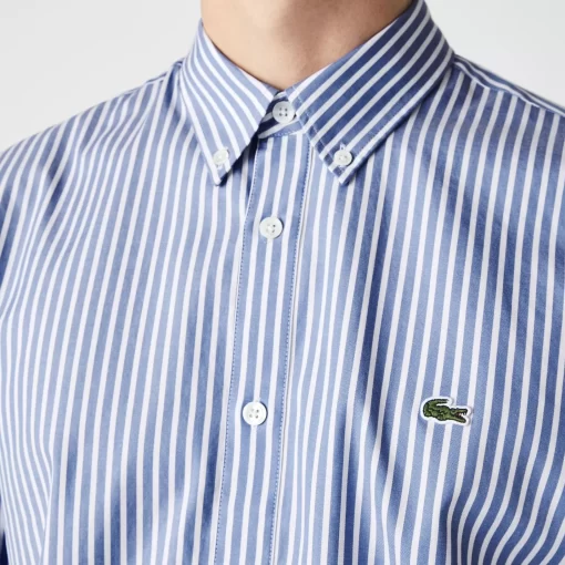 Lacoste Shirts-Men'S Regular Fit Striped Cotton Shirt