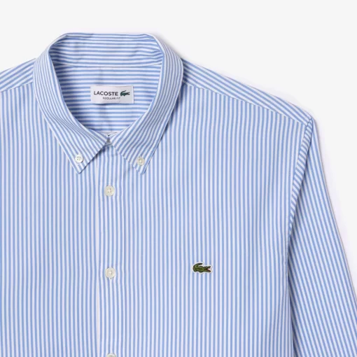 Lacoste Shirts-Men'S Regular Fit Striped Cotton Shirt