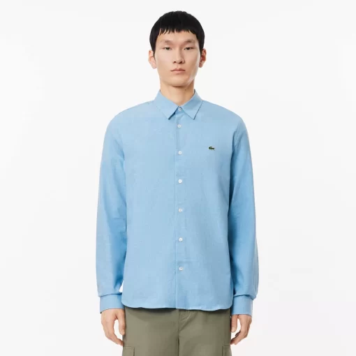 Lacoste Shirts-Men'S Slim Fit Cotton Chambray Shirt