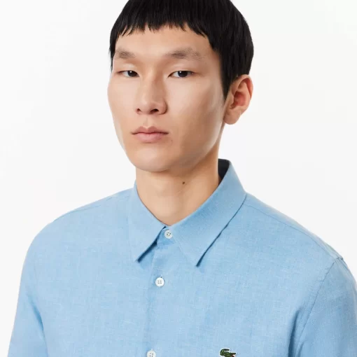 Lacoste Shirts-Men'S Slim Fit Cotton Chambray Shirt