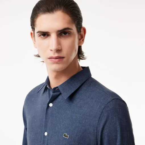 Lacoste Shirts-Men'S Slim Fit Cotton Chambray Shirt