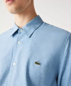 Lacoste Shirts-Men'S Slim Fit Cotton Chambray Shirt