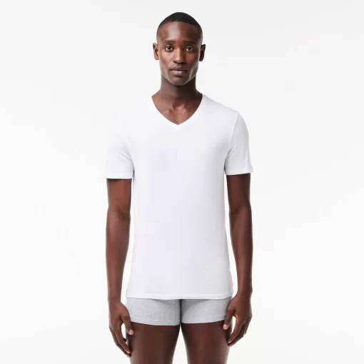 Lacoste Underwear & Lounge Wear-Men'S Slim Fit V-Neck Cotton Loungewear T-Shirt 3-Pack