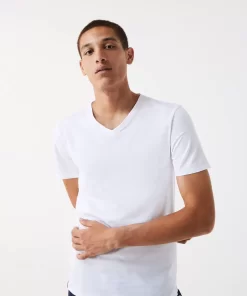 Lacoste Underwear & Lounge Wear-Men'S Slim Fit V-Neck Cotton Loungewear T-Shirt 3-Pack