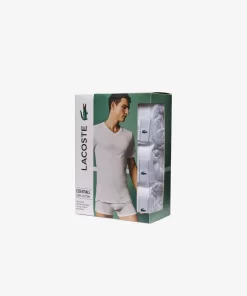 Lacoste Underwear & Lounge Wear-Men'S Slim Fit V-Neck Cotton Loungewear T-Shirt 3-Pack