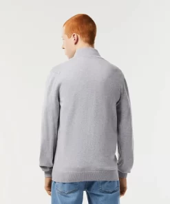 Lacoste Knitwear-Men'S Stand-Up Collar Organic Cotton Zippered Sweater