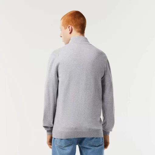 Lacoste Knitwear-Men'S Stand-Up Collar Organic Cotton Zippered Sweater