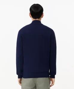 Lacoste Knitwear-Men'S Stand-Up Collar Organic Cotton Zippered Sweater