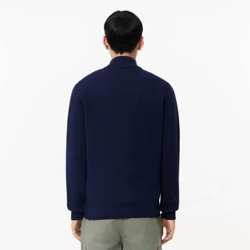 Lacoste Knitwear-Men'S Stand-Up Collar Organic Cotton Zippered Sweater