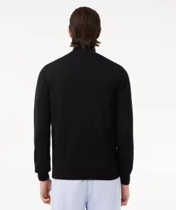 Lacoste Knitwear-Men'S Stand-Up Collar Organic Cotton Zippered Sweater