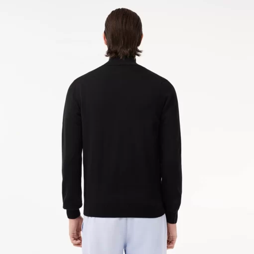 Lacoste Knitwear-Men'S Stand-Up Collar Organic Cotton Zippered Sweater