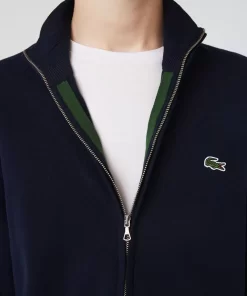 Lacoste Knitwear-Men'S Stand-Up Collar Organic Cotton Zippered Sweater