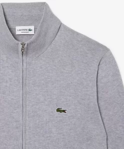 Lacoste Knitwear-Men'S Stand-Up Collar Organic Cotton Zippered Sweater