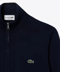 Lacoste Knitwear-Men'S Stand-Up Collar Organic Cotton Zippered Sweater