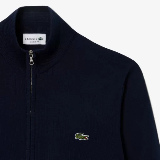 Lacoste Knitwear-Men'S Stand-Up Collar Organic Cotton Zippered Sweater