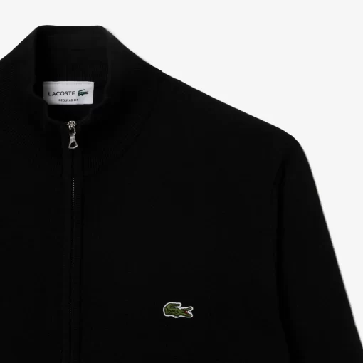 Lacoste Knitwear-Men'S Stand-Up Collar Organic Cotton Zippered Sweater