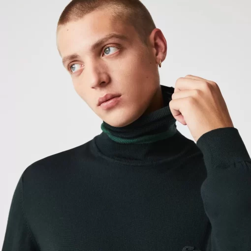 Lacoste Knitwear-Men'S Turtleneck Merino Wool Sweater