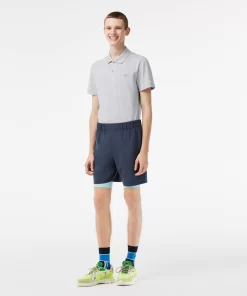 Lacoste Fitness & Training-Men'S Two-Tone Sport Shorts With Built-In Undershorts